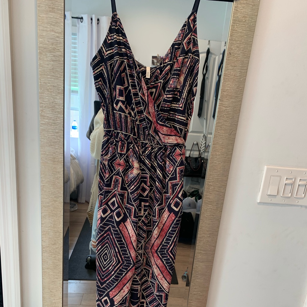 Patterned Spaghetti Strap Jumpsuit